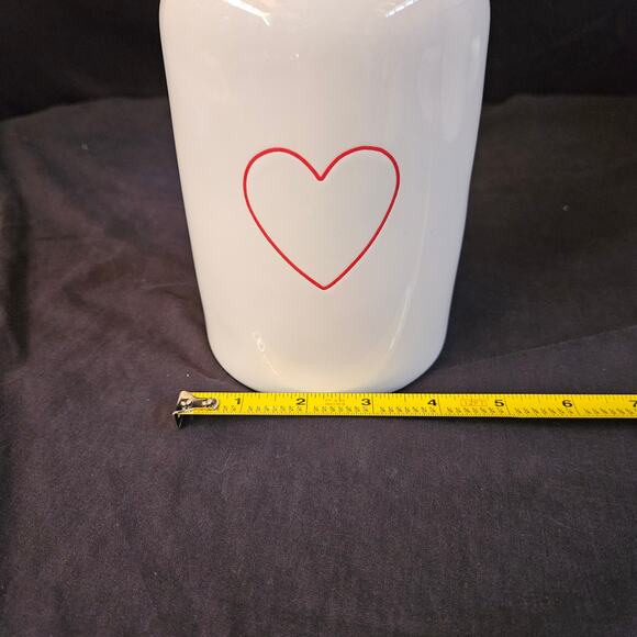 Rae Dunn Collection White Jar With Lid Red Heart Accent Valentines Canister - Picture 11 of 11